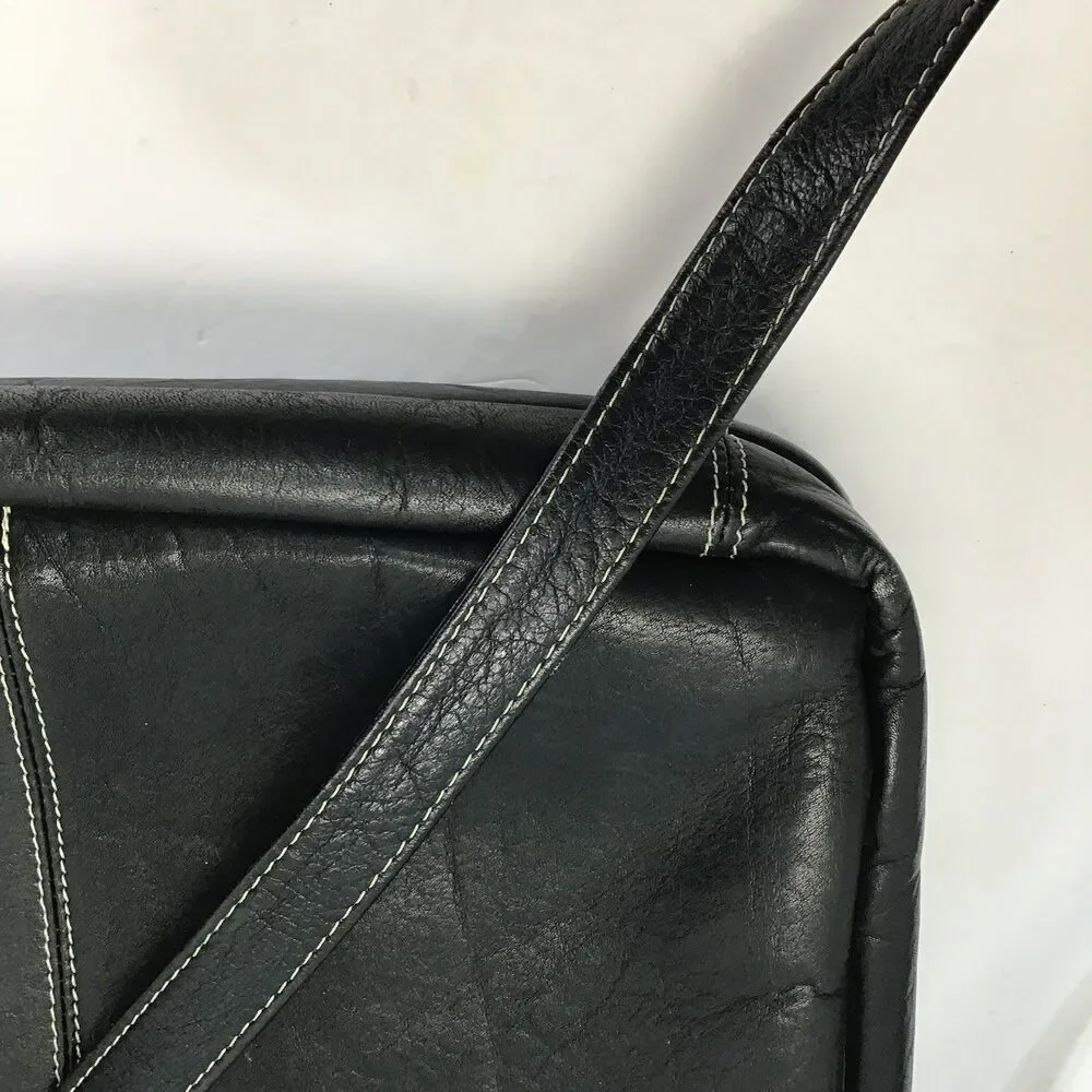 Latico Natural Leather LARGE Yosemite Messenger Bag Laptop Unisex Men Black